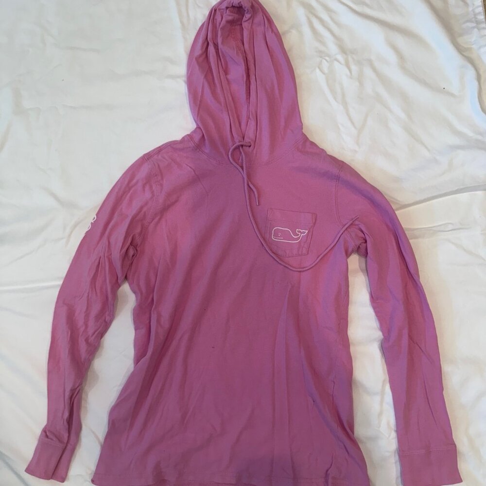 Vineyard Vines Pink Pullover Shirt with Hood